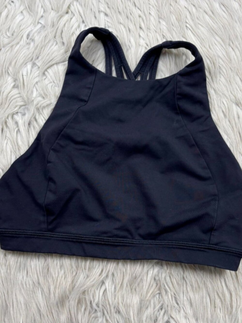 Lululemon Women's 4 Black Free to Be Serene HighNeck Sports Bra Strappy Back